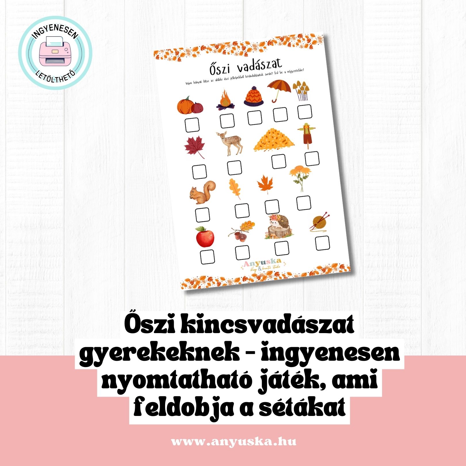 Őszi kincsvadászat gyerekeknek – ingyenesen nyomtatható játék, ami feldobja a sétákat
